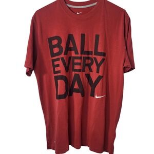 Nike Mens Dri-FIT "Ball Every Day" Graphic T-Shirt Red Basketball Swoosh Size M